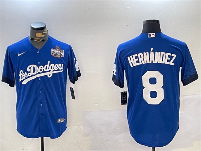 Los Angeles Dodgers #8 Enrique Hern??ndez Royal 2024 World Series City Connect Cool Base Stitched Jersey - Click Image to Close